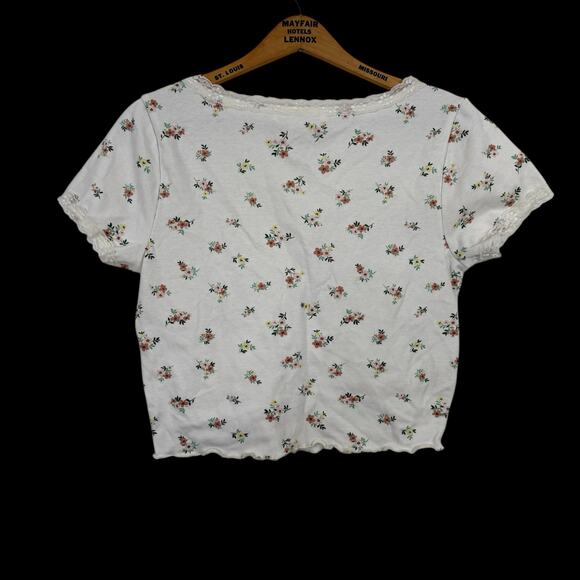 Cut n Paste Womens Babydoll Top Size Medium Cropped Y2K Floral Feminine Delicate - Picture 4 of 6